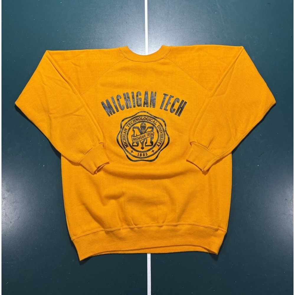 Vintage 70s Michigan Tech University Raglan Sweatshirt Large Underarm Gusset USA